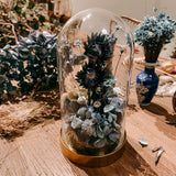 Glasglocke mit Trockenblumen